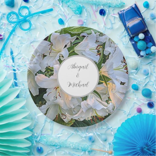 ホワイトリイ結婚ズのカップル名フローラ ペーパープレート (パーティー)