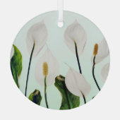 ホワイトリイ花ブルーシームレス ガラスオーナメント (裏面)