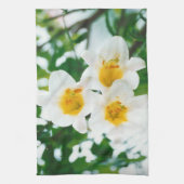 ホワイトリイ – ユリ花ユリ候補 キッチンタオル (縦)