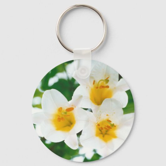 ホワイトリイ – ユリ花ユリ候補 キーホルダー (正面)