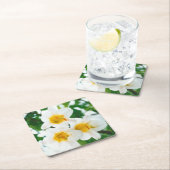 ホワイトリイ – ユリ花ユリ候補 スクエアペーパーコースター (インサイチュ)