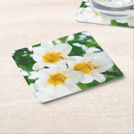 ホワイトリイ – ユリ花ユリ候補 スクエアペーパーコースター