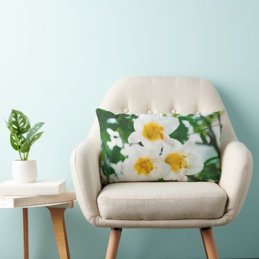 ホワイトリイ – ユリ花ユリ候補 ランバークッション (椅子)