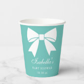 ホワイトリエレガントボンボウティール(緑がかった色)ブルーベビーシャワー 紙コップ (裏面)