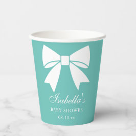 ホワイトリエレガントボンボウティール（緑がかった色）ブルーベビーシャワー 紙コップ
