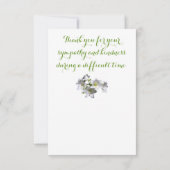 ホワイトリエレガントリーフラワーズ悔やみや弔慰 サンキューカード (裏面)