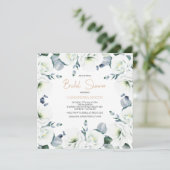 ホワイトリシアンツス多肉性フローラブライダルシャワー 招待状 (スタンド正面)