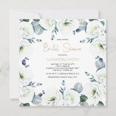 ホワイトリシアンツス多肉性フローラブライダルシャワー 招待状 (正面)