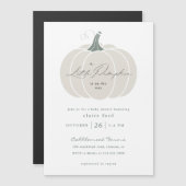 ホワイトリッエレガントトルカボチャ秋ベビーシャワー マグネット招待状 (正面/裏面)