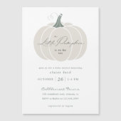 ホワイトリッエレガントトルカボチャ秋ベビーシャワー マグネット招待状 (正面)