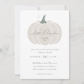 ホワイトリッエレガントトルカボチャ秋ベビーシャワー 招待状 (正面)