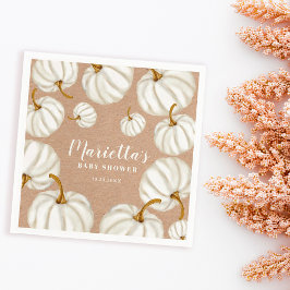 ホワイトリトルカボキンクラフト秋ベビーシャワー スタンダードカクテルナプキン