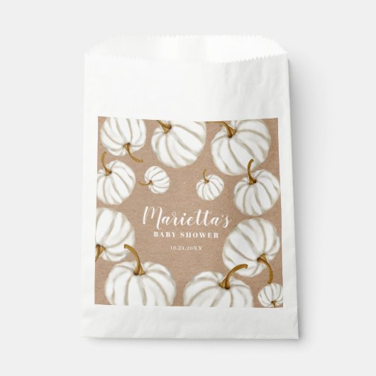 ホワイトリトルカボキンクラフト秋ベビーシャワー フェイバーバッグ (正面)