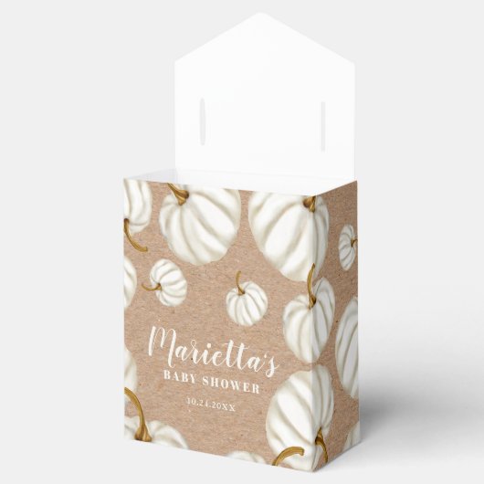 ホワイトリトルカボキンクラフト秋ベビーシャワー フェイバーボックス (オープン)