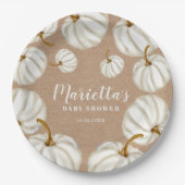 ホワイトリトルカボキンクラフト秋ベビーシャワー ペーパープレート (正面)