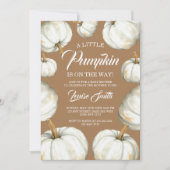 ホワイトリトルカボキンクラフト秋ベビーシャワー 招待状 (正面)