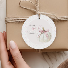 ホワイトリトルカボキンピンク水玉模様 感謝してい フェイバータグ