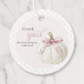 ホワイトリトルカボキンピンク水玉模様 感謝してい フェイバータグ (正面)