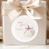 ホワイトリトルカボキンピンク水玉模様 感謝してい ラウンドシール