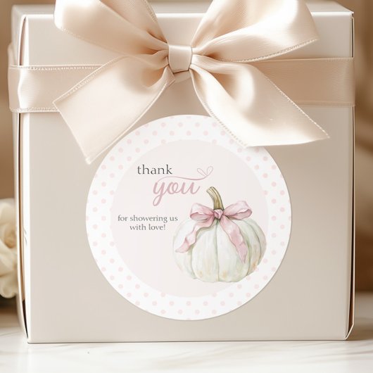 ホワイトリトルカボキンピンク水玉模様 感謝してい ラウンドシール