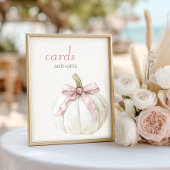 ホワイトリトルカボチャのピンクの弓カードとギフト ポスター