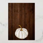 ホワイトリトルカボチャの木の秋ベビーシャワー 箔招待状 (裏面)