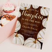 ホワイトリトルカボチャの木の秋ベビーシャワー 箔招待状