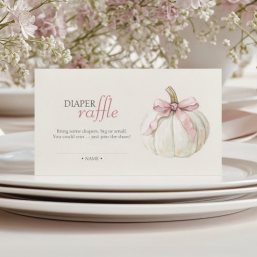 ホワイトリトルカボチャピンクボウガールおむつラッフル エンクロージャーカード