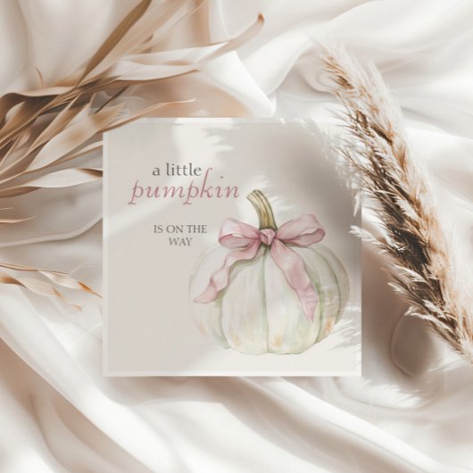 ホワイトリトルカボチャピンクボウガールベビーシャワー スタンダードランチョンナプキン