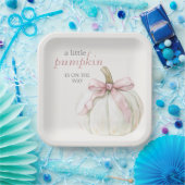 ホワイトリトルカボチャピンクボウガールベビーシャワー ペーパープレート (パーティー)