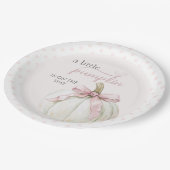 ホワイトリトルカボチャピンク水玉模様ベビーシャワー ペーパープレート (アングル)