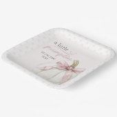 ホワイトリトルカボチャピンク水玉模様ベビーシャワー ペーパープレート (傾斜あり)