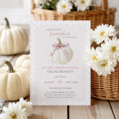 ホワイトリトルカボチャピンク水玉模様ベビーシャワー 招待状