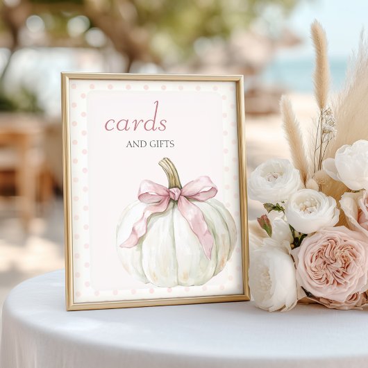 ホワイトリトルカボチャ水玉模様カードとギフト ポスター