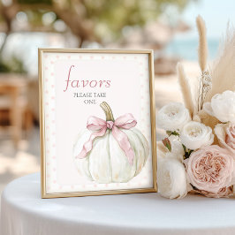 ホワイトリトルカボチャ水玉模様赤ちゃんシャワーの好意 ポスター