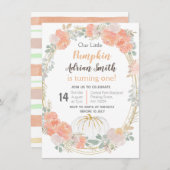 ホワイトリトルカボチャ秋誕生日秋 招待状 (正面/裏面)