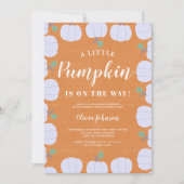 ホワイトリトルカボチャ素朴クラフト秋ベビーシャワー 招待状 (正面)