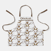 ホワイトリトルヤギパーソナライズされた エプロン (正面)