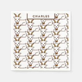 ホワイトリトルヤギパーソナライズされた スタンダードカクテルナプキン