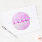 ホワイトリネンステッカーのピンクペチュニア ラウンドシール (封筒)