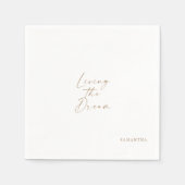 ホワイトリビングザドリーム金ゴールドタイポグラフィカスタム スタンダードカクテルナプキン (正面)