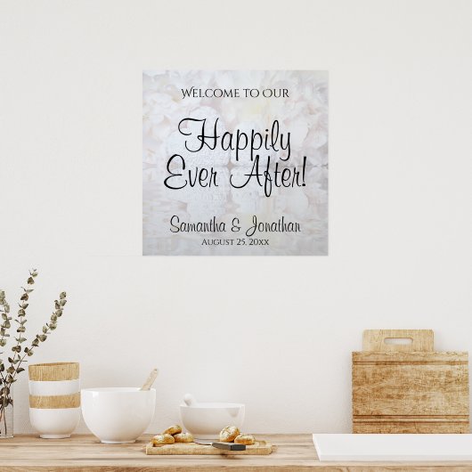 ホワイトリフレクション結婚のウェルカムサイン ポスター (キッチン)