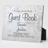 ホワイトリフレクション結婚のサインのゲストブックサイン フォトプラーク (側面)