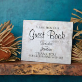 ホワイトリフレクション結婚のサインのゲストブックサイン フォトプラーク (側面)