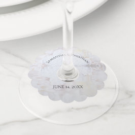 ホワイトリフレクション結婚のワイングラスラベル ワイングラスタグ