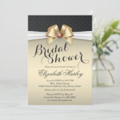 ホワイトリボンと金ゴールドリボンとレッドダイヤモンドブライダルシャワー 招待状 (スタンド正面)