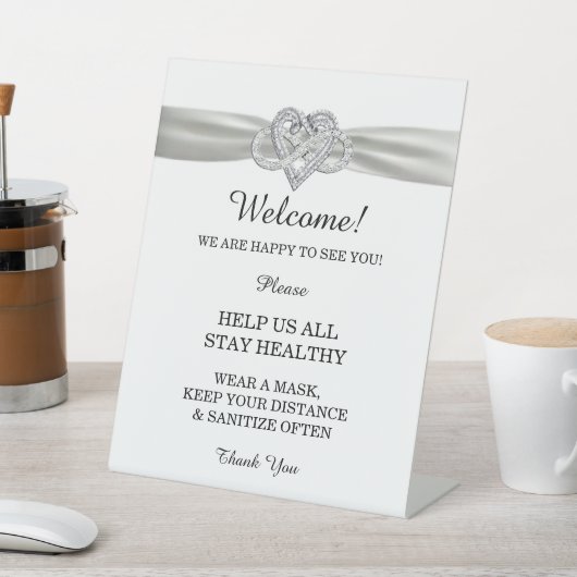 ホワイトリボンインフィニティ結婚ハートの安全性 台座サイン (インサイチュ)