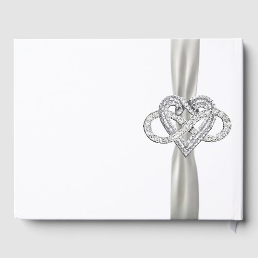 ホワイトリボンインフィニティ結婚ハートズゲストブック ゲストブック (裏面)