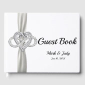 ホワイトリボンインフィニティ結婚ハートズゲストブック ゲストブック (正面)