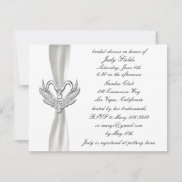 ホワイトリボンシルバースワンスブライダルシャワー招待 招待状